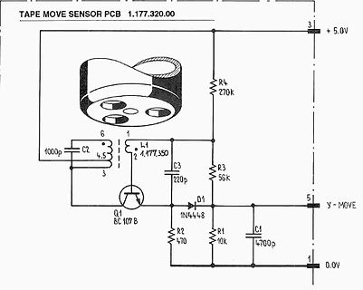Schaltplan eines Tape Move Sensors PCB