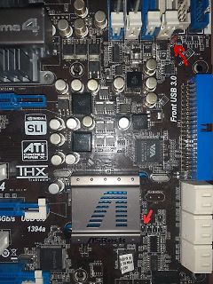 Nahaufnahme einer ASRock Mainboard Leiterplatte