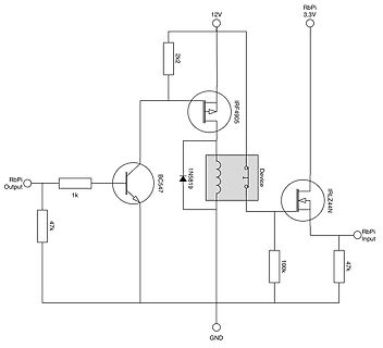 Schaltplan mit MOSFETs und Bipolar-Transistor