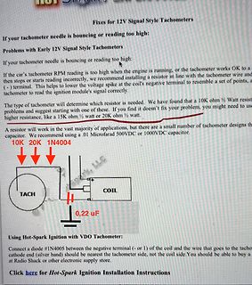 Abfotografierter Text und Schaltskizze für Tachometer-Reparatur