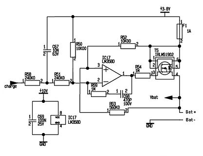 Schaltplan einer Ladeschaltung mit MOSFET