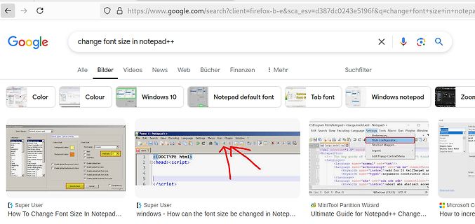 Google Bildersuche nach Notepad++ Schriftgröße