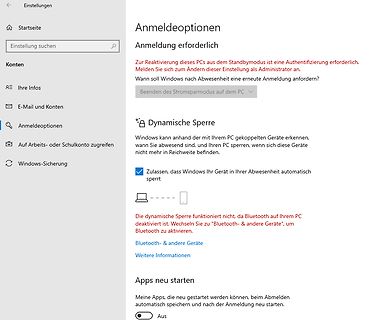 Windows-Einstellungen Anmeldeoptionen