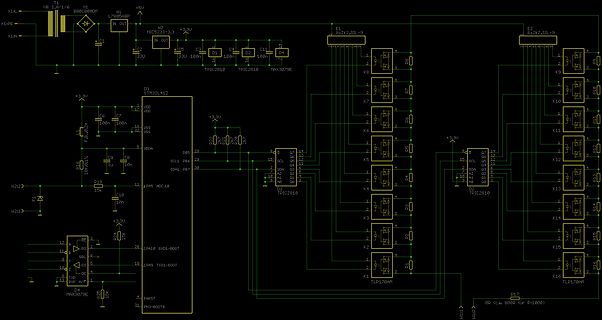 Schaltplan mit Mikrocontroller und Treiberstufen
