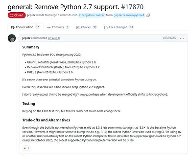 GitHub Pull Request zur Entfernung von Python 2.7 Support