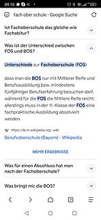 Google-Suchergebnisse zu Fachoberschule und BOS