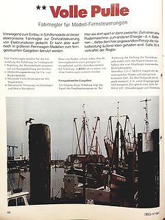 Zeitschriftenseite über Fahrtregler für Modell-Fernsteuerungen