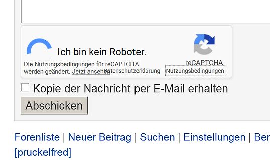 reCAPTCHA-Bestätigung auf einer Website
