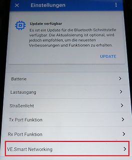 Smartphone-Display mit App-Einstellungen