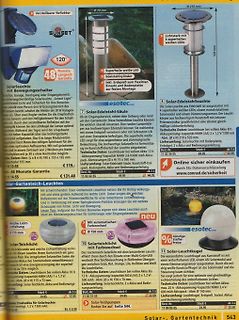 Werbeblatt für Solarleuchten