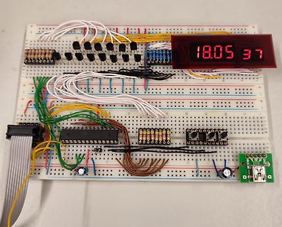 Aufbau auf Breadboard mit Display und Bauteilen