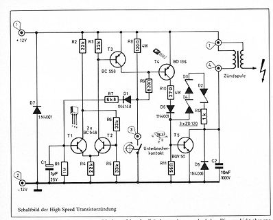 Schaltplan einer High Speed Transistorzündung