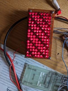 LED-Matrix auf Lochrasterplatine und Netzteil-Platine