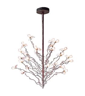 Moderner Kronleuchter in Baumform mit LED-Blüten