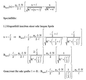 Mathematische Herleitung des Magnetfelds in einer Spule