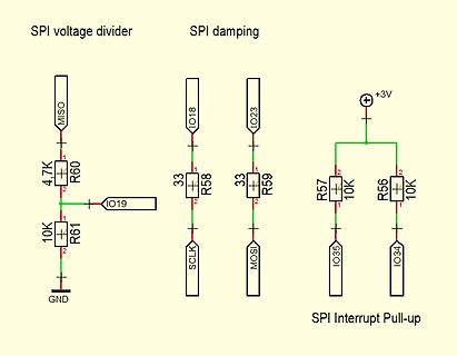Schaltplan für SPI Spannungsteiler, Dämpfung und Interrupt Pull-up