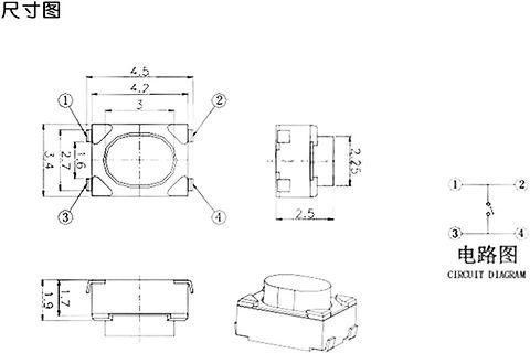 Technische Zeichnung und Schaltplan eines Bauteils