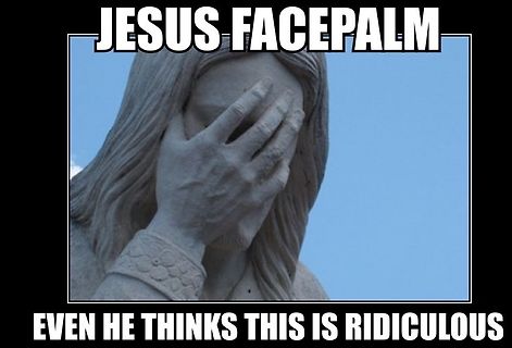 Meme mit Jesus-Statue beim Facepalm