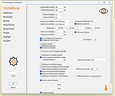 Einstellungen und Optionen einer Software