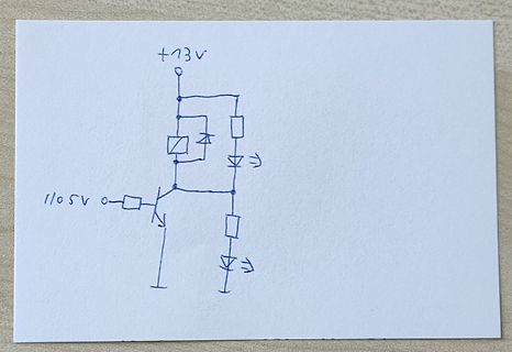 Handgezeichneter Schaltplan mit Transistor und Dioden