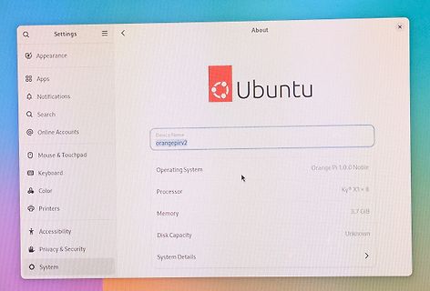 Foto eines Bildschirms mit Ubuntu System-Einstellungen