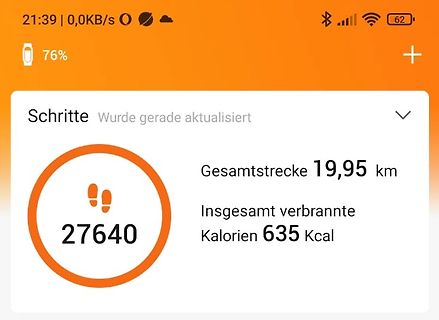 Screenshot einer Fitness-App mit Schrittzählerdaten