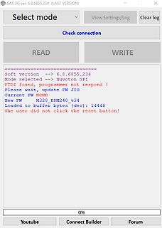 Software-Interface eines SAS JIG Programmierers
