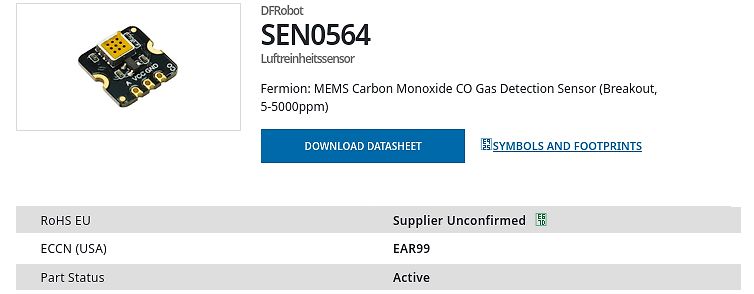 Produktseite DFRobot SEN0564 CO-Sensor
