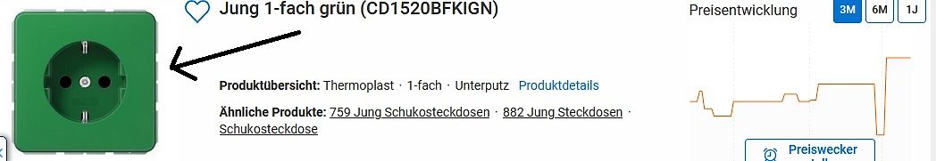 Screenshot einer Produktseite für eine Steckdose