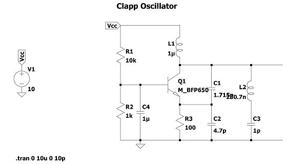 Schaltplan eines Clapp-Oszillators