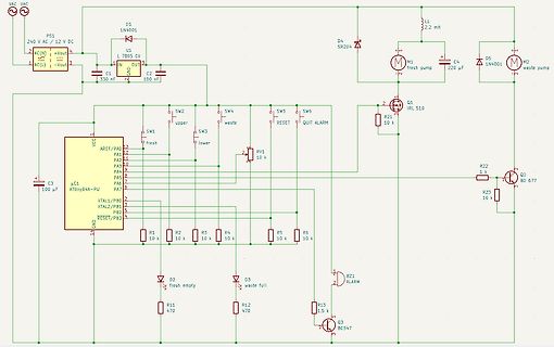 Schaltplan einer Pumpensteuerung mit ATtiny84A