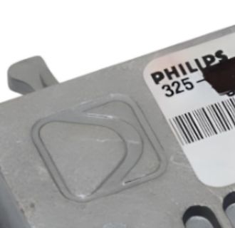 Nahaufnahme eines Philips Bauteils mit Etikett