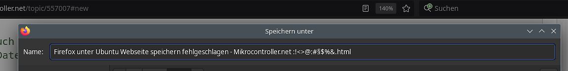 Fehlermeldung beim Speichern einer Webseite in Firefox
