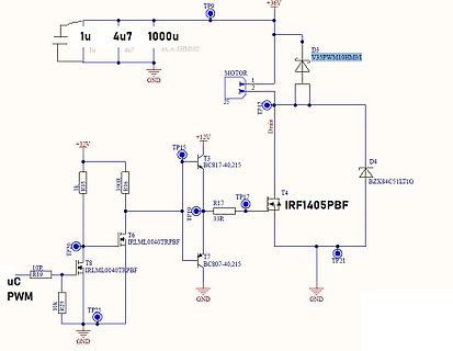 Schaltplan einer Motorsteuerung mit MOSFET und PWM