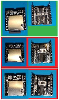 Vorder- und Rückseiten eines DFPlayer Mini MP3-Moduls