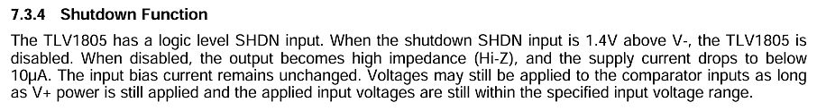Ausschnitt aus einem Datenblatt zur Shutdown-Funktion
