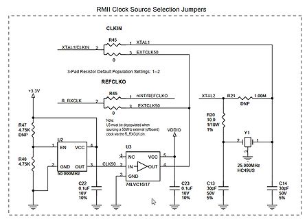 Schaltplan RMII Clock Source Selection Jumpers