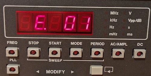 Display eines Frequenzgenerators
