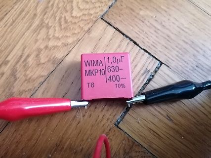 Wima MKP10 Kondensator mit Krokodilklemmen