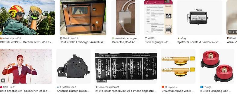 Collage aus verschiedenen Produktbildern und Webseiten-Ausschnitten