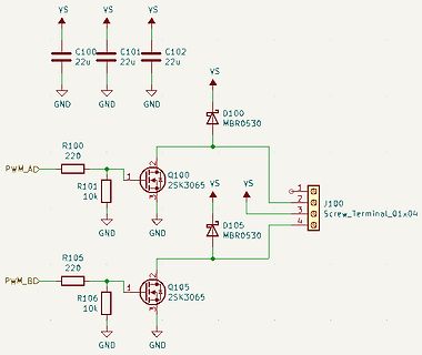 Schaltplan einer H-Brücke mit MOSFETs