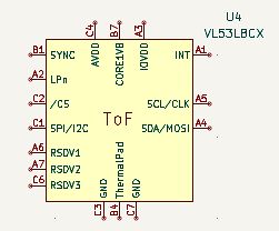 Bestückungsdruck eines VL53LBCX ToF-Sensors
