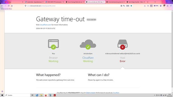 Cloudflare Gateway time-out Error 504 Fehlermeldung