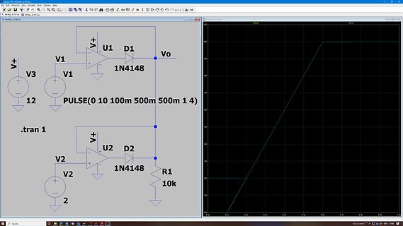LTspice Schaltplan und Simulationsergebnis