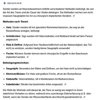 Text über Befestigungsmethoden von Sendern bei Meerestieren