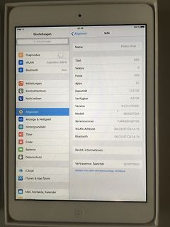 Foto eines iPad-Bildschirms mit Einstellungen