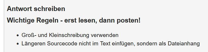 Regeln für das Schreiben von Antworten in einem Forum