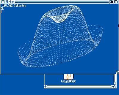 3D-Punktwolken-Darstellung eines Hutes in AnigaBASIC