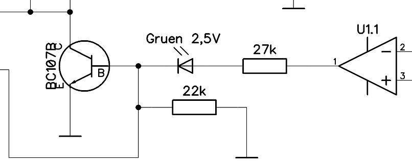 Schaltplan mit Transistor, Zenerdiode und Operationsverstärker