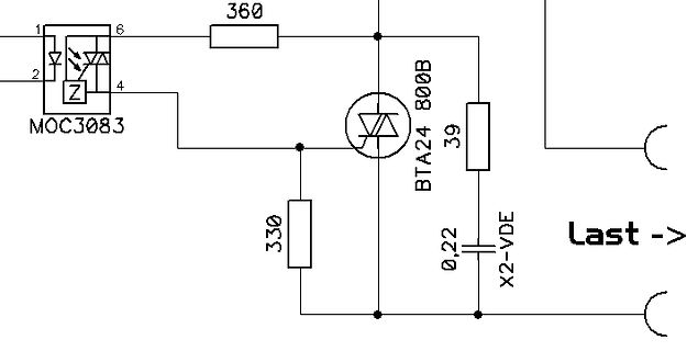 Schaltplan mit Optokoppler und Triac